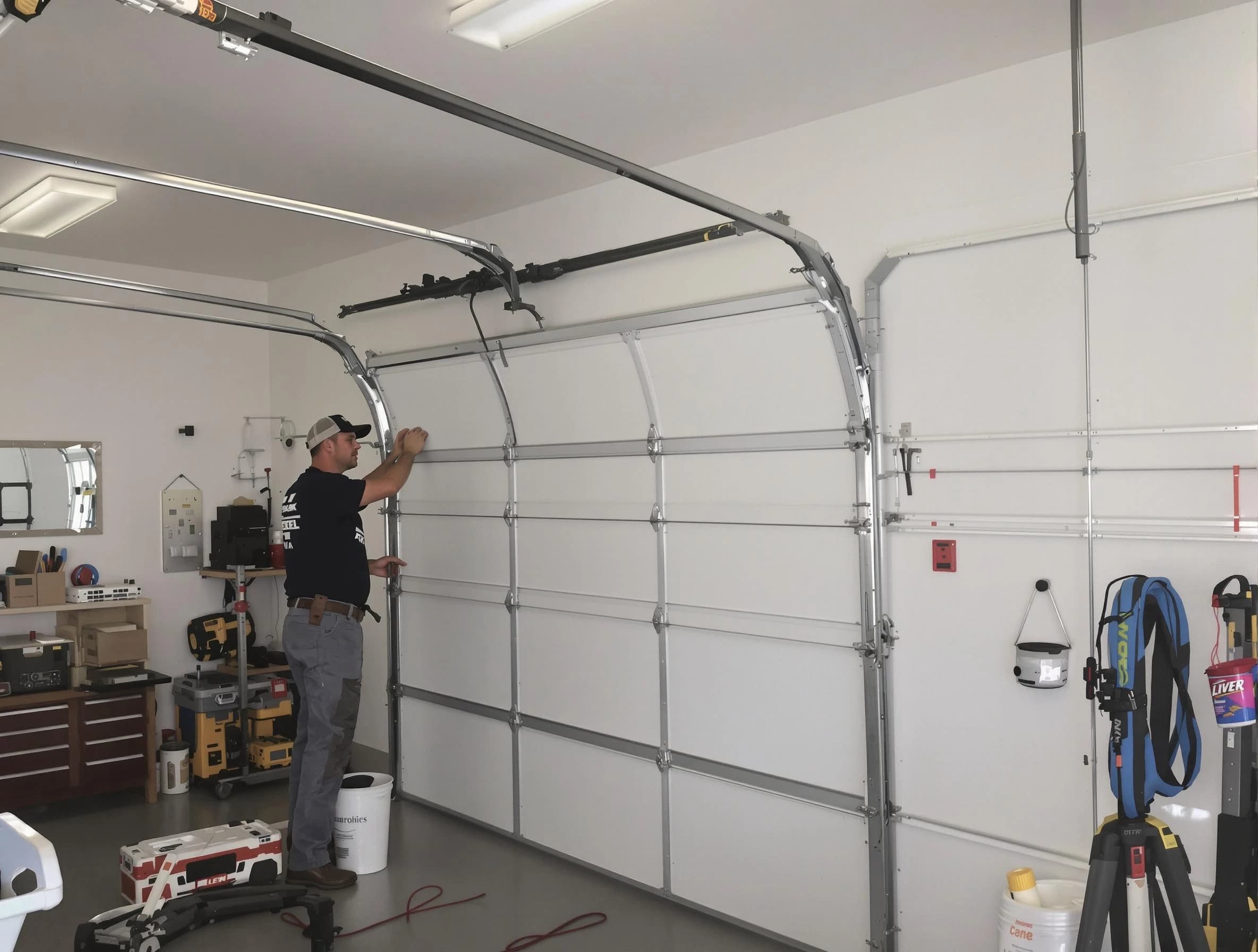 Centennial Garage Door Repair team installing new garage door in Centennial