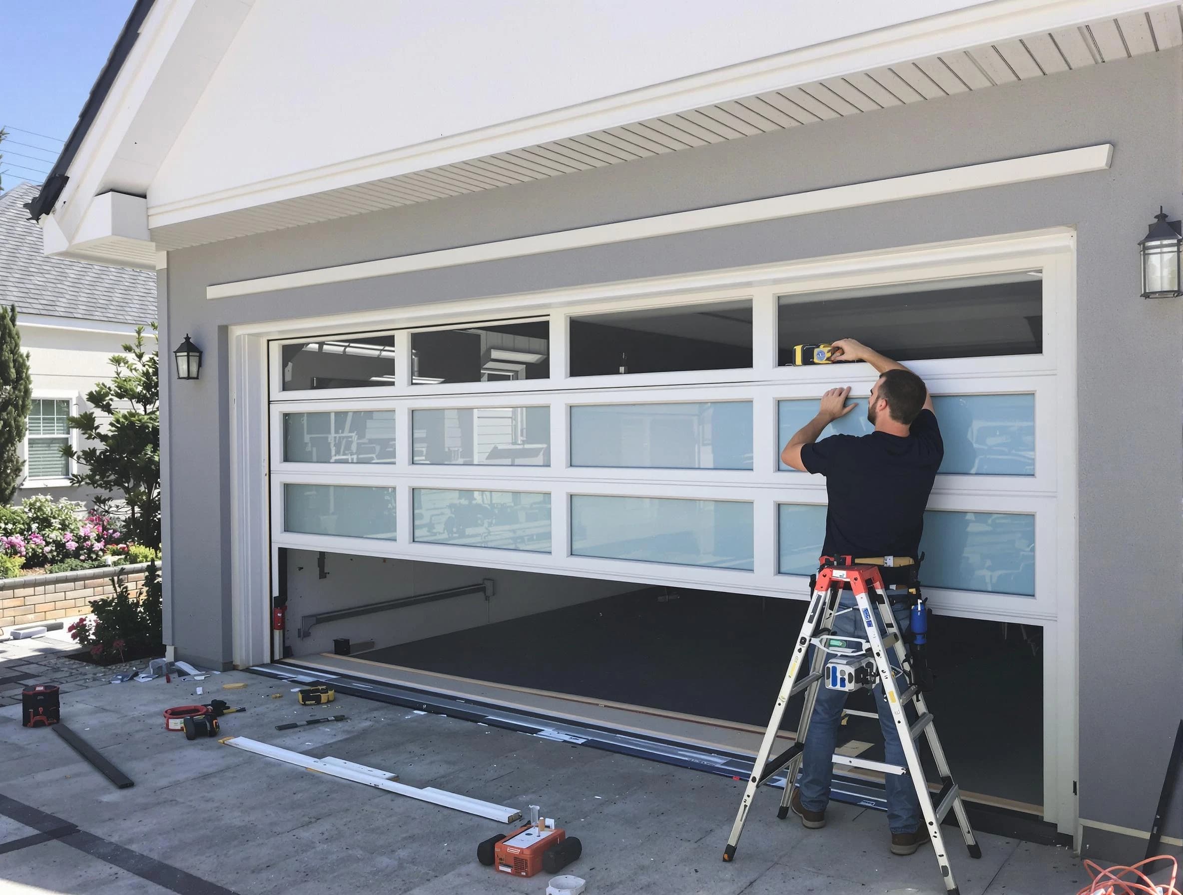 Centennial Garage Door Repair team performing garage door replacement in Centennial