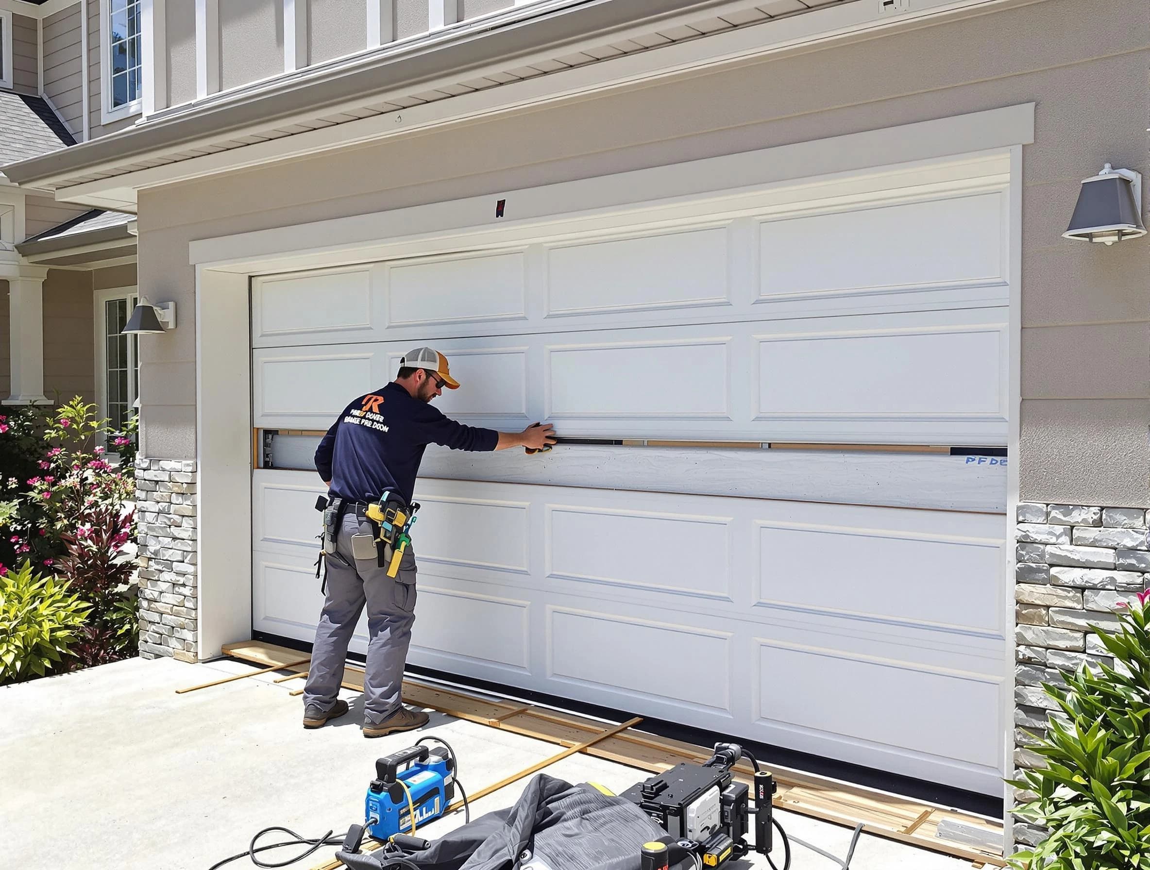 Centennial Garage Door Repair team performing complete garage door replacement at Centennial residence