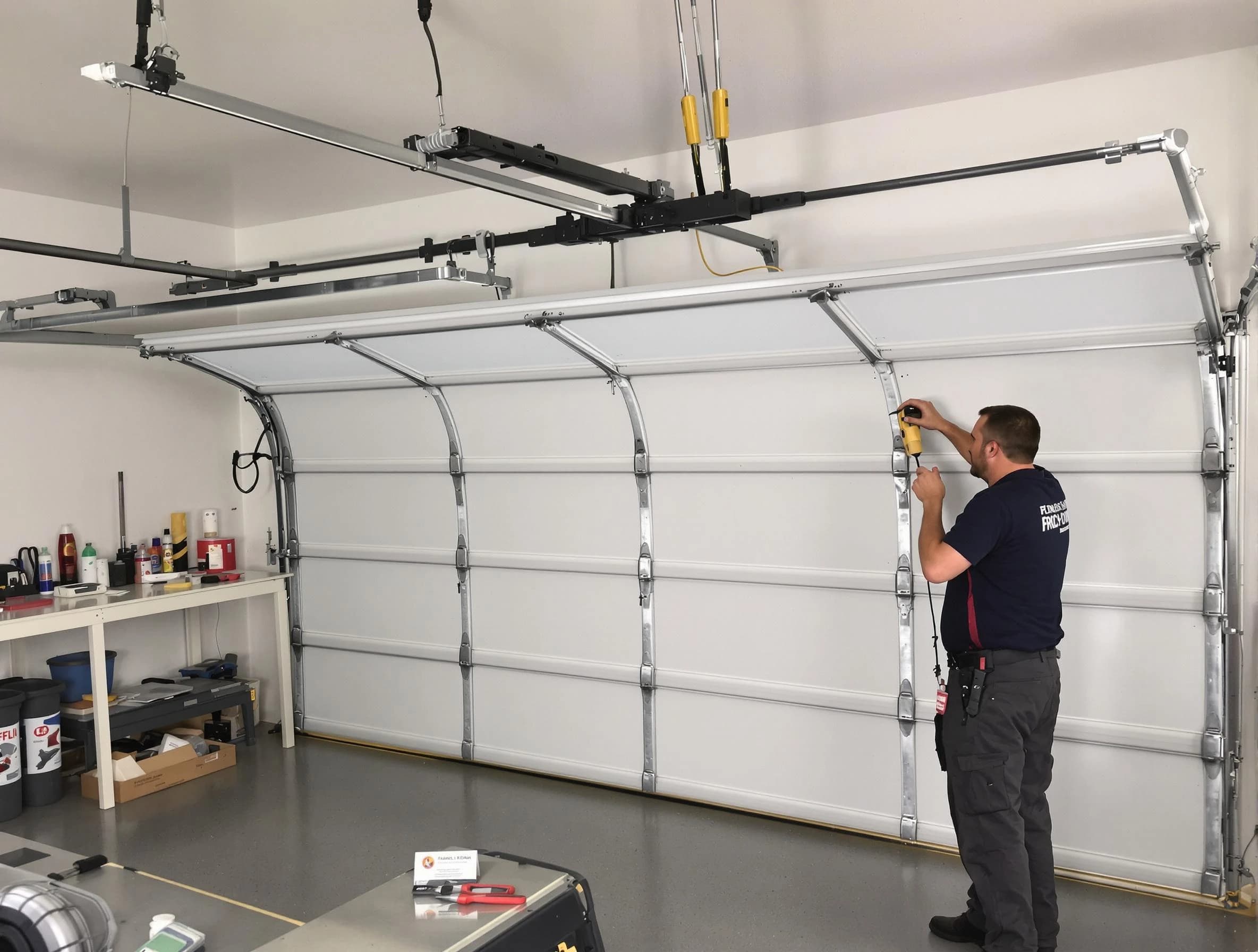 Centennial Garage Door Repair certified technician performing overhead door system repair in Centennial