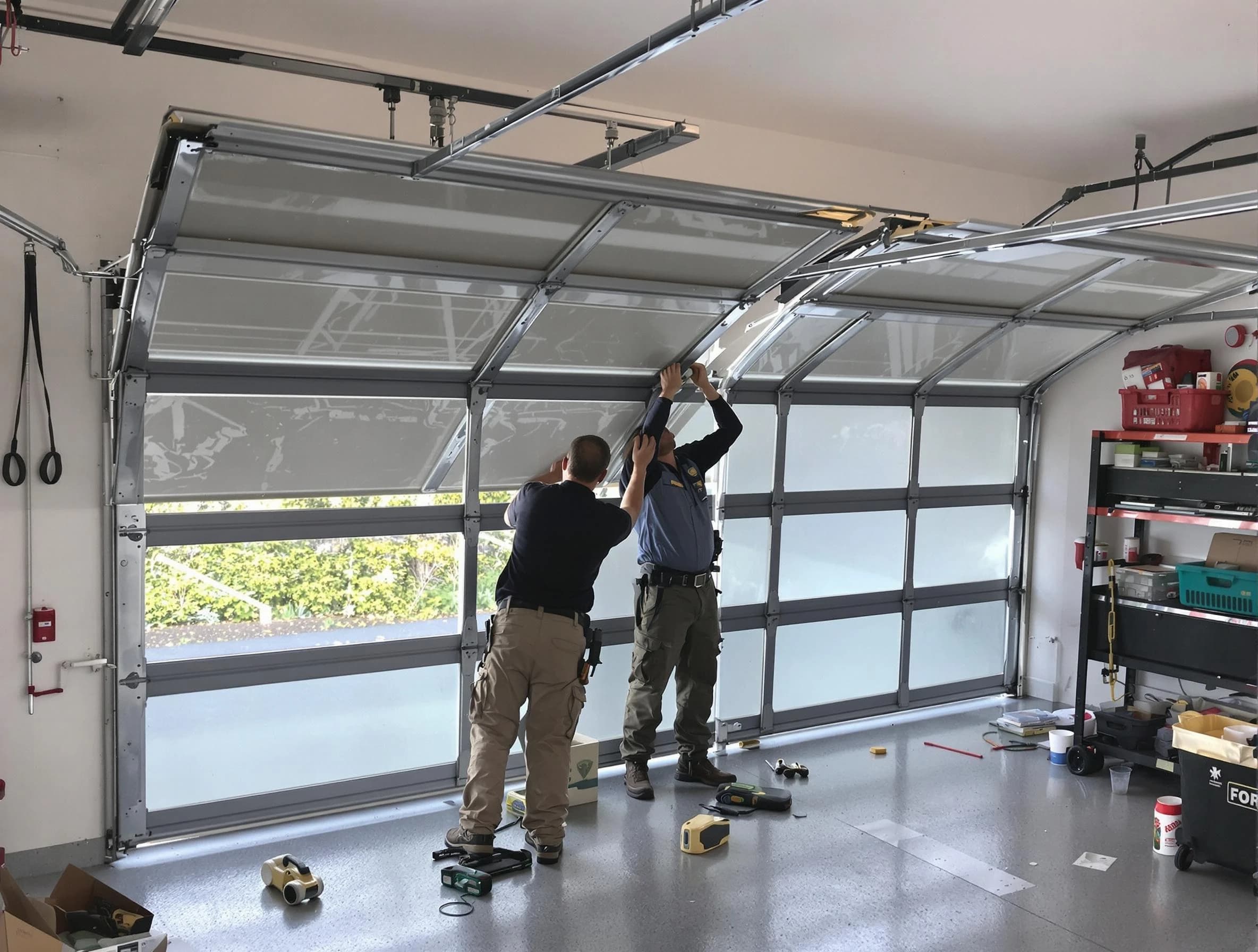 Centennial Garage Door Repair expert performing precise panel replacement on Centennial garage door