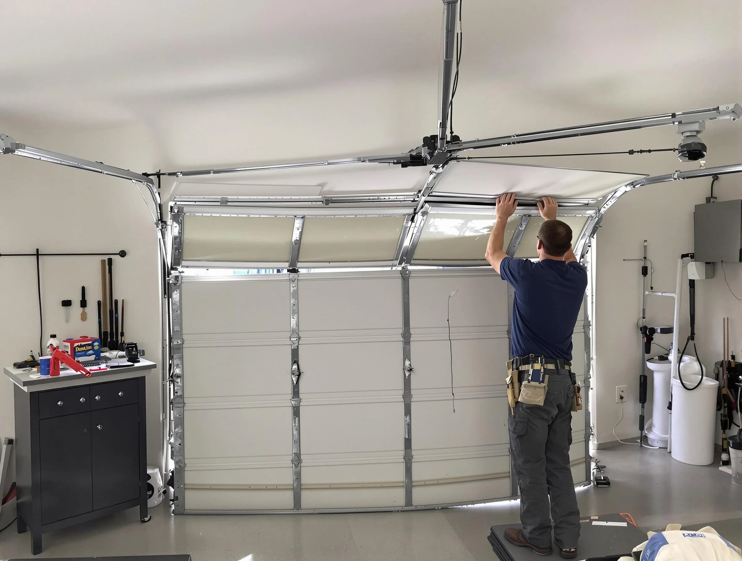 Centennial Garage Door Repair specialist performing precise section replacement on Centennial garage door