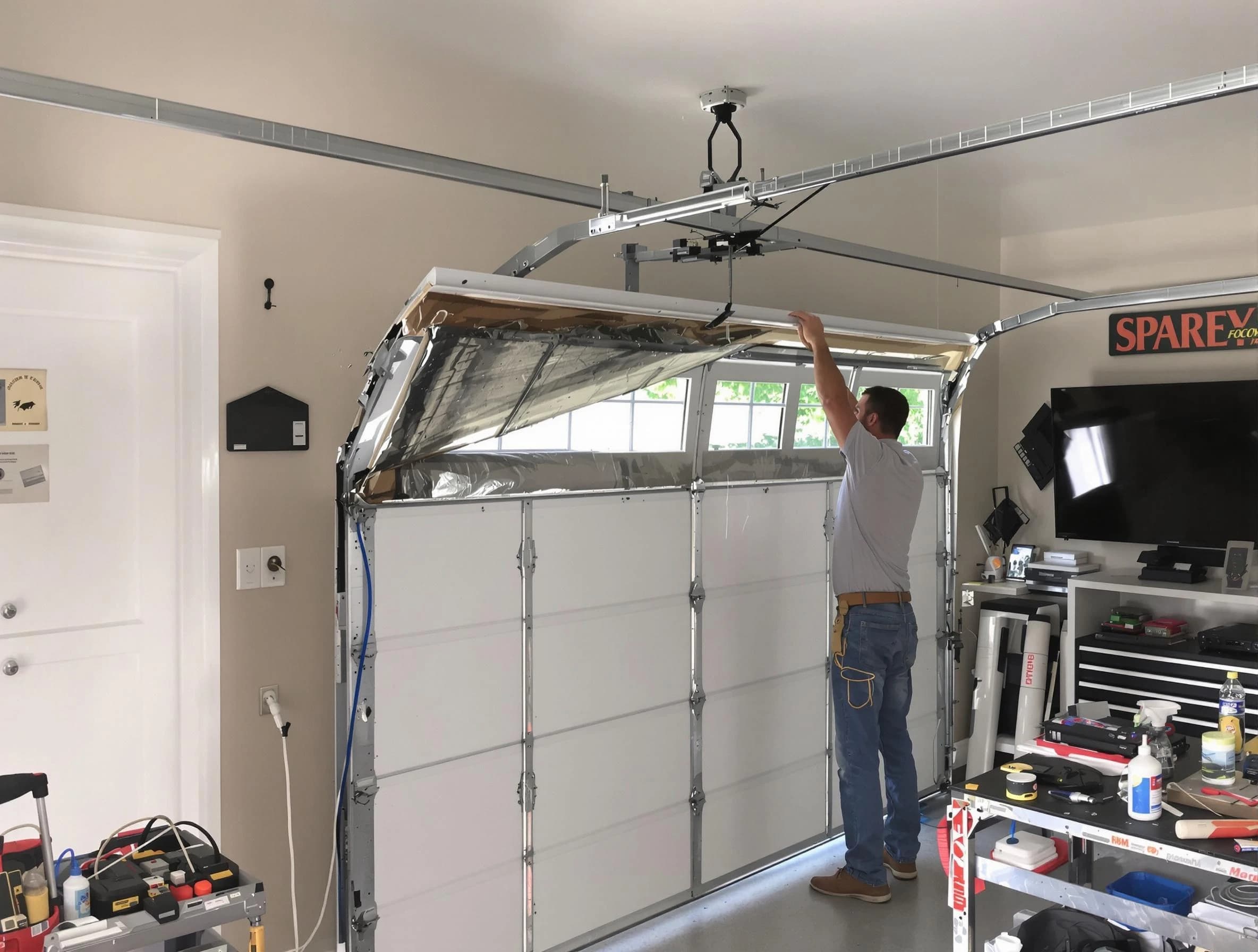 Garage door section replacement by Centennial Garage Door Repair in Centennial