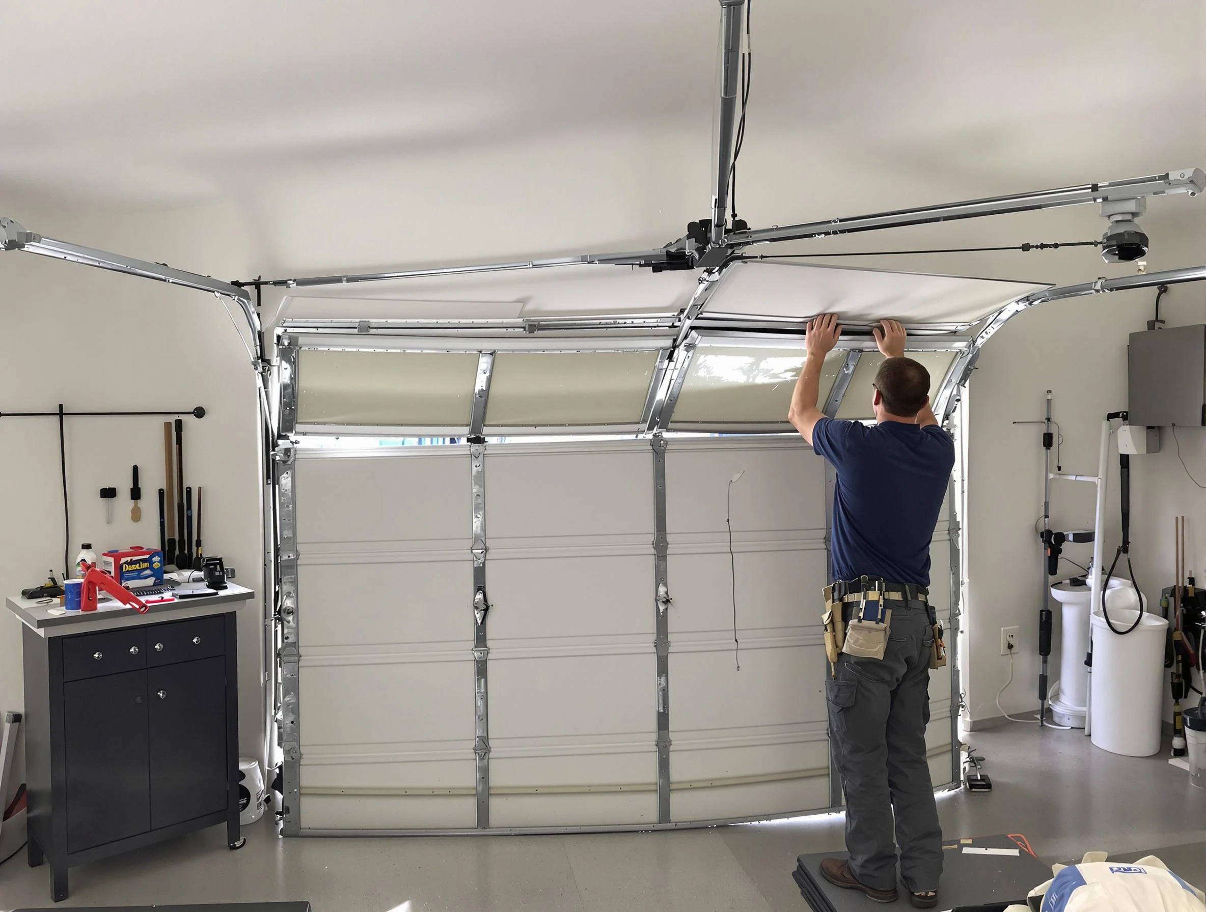 Centennial Garage Door Repair specialist performing precise section replacement on Centennial garage door