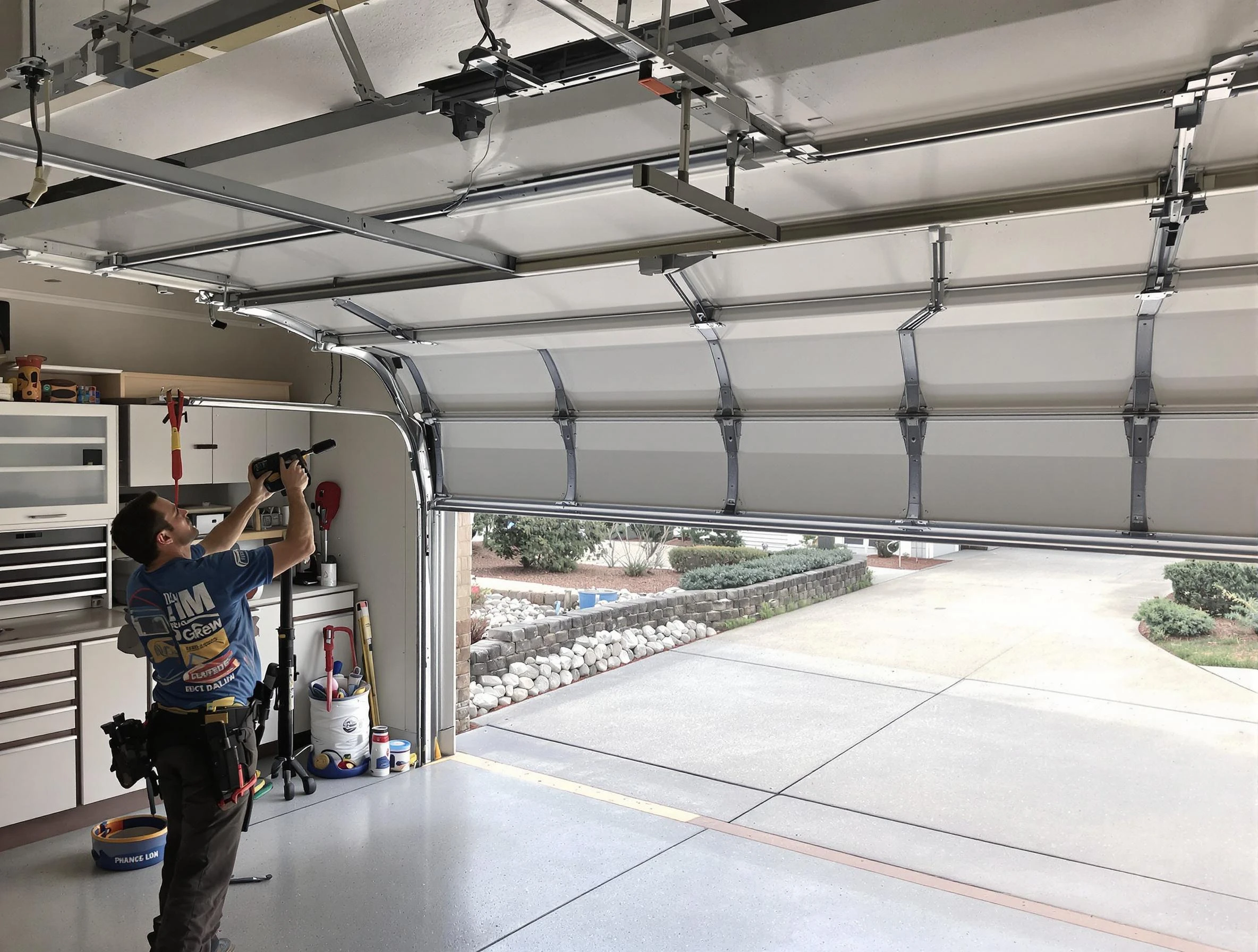 Garage door track repair service by Centennial Garage Door Repair in Centennial
